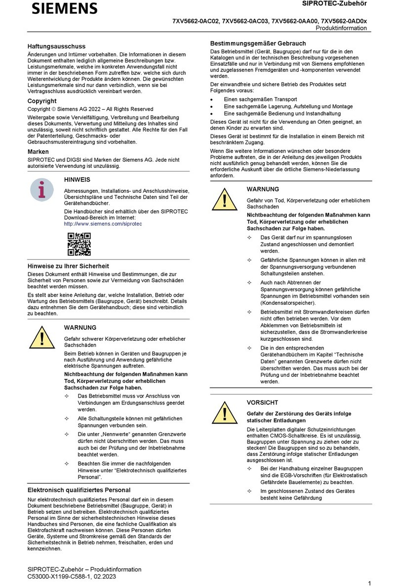 Siemens SIPROTEC 7XV5662-0AD0 Series Product information