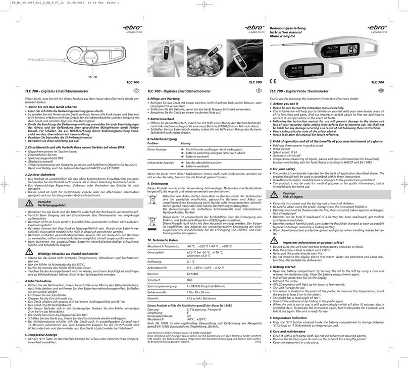 Xylem ebro TLC 700 instruction manual