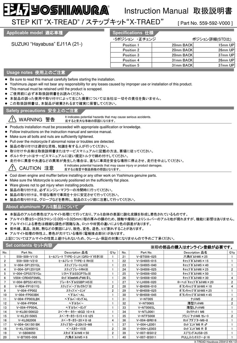 Yoshimura X-TREAD 559-592-V000 instruction manual Yoshimura X-TREAD 559-592-V000 instruction manual