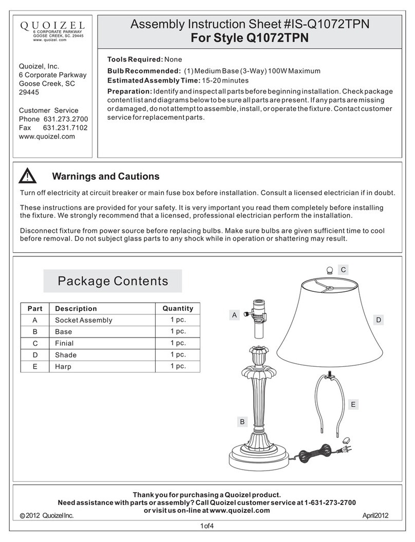 Quoizel Q1072TPN Assembly instruction sheet