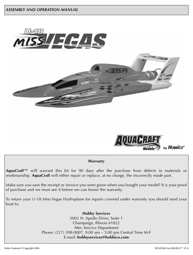 Hobbico AQUACRAFT U-18 MISS VEGAS Installation and operating instructions Hobbico AQUACRAFT U-18 MISS VEGAS Installation and operating instructions