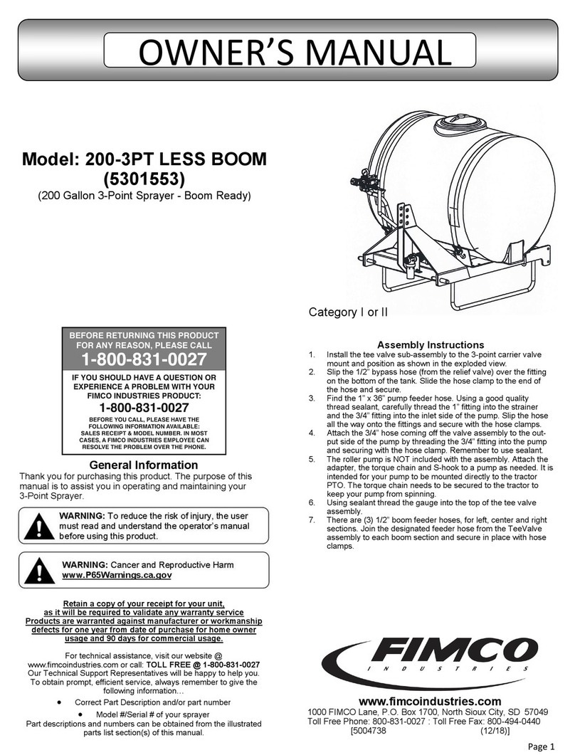 Fimco 200-3PT LESS BOOM owner's manual