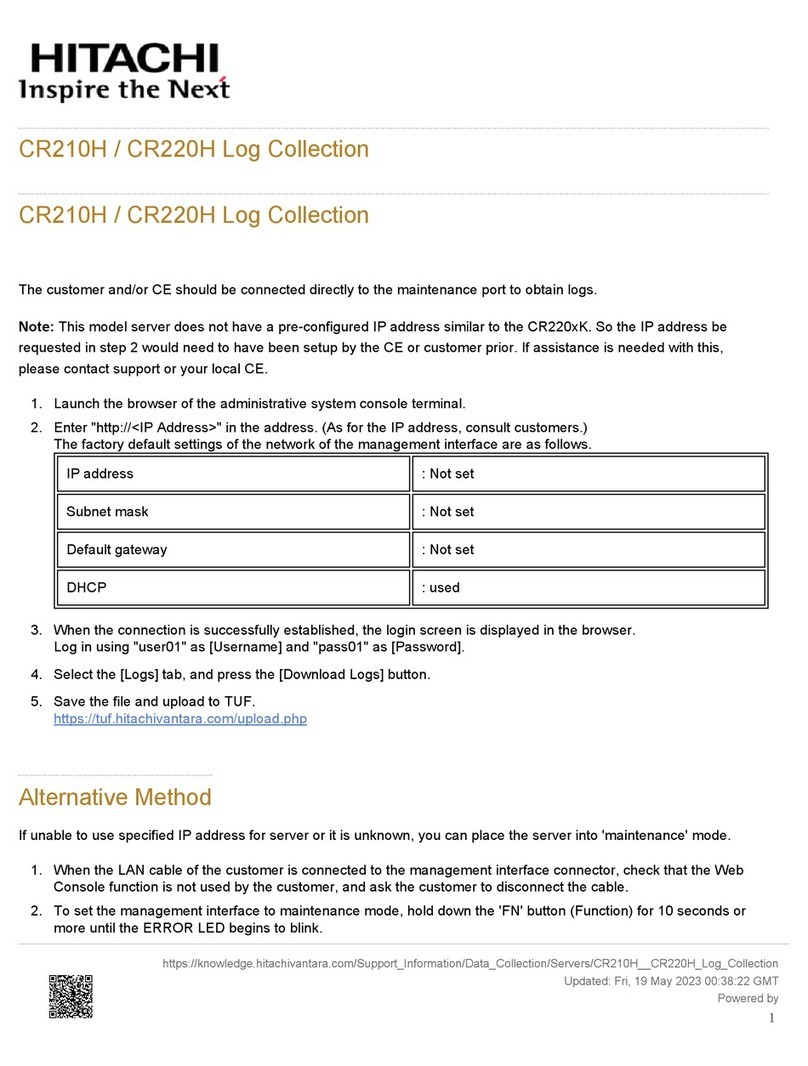 Hitachi Compute Rack CR 210H User manual