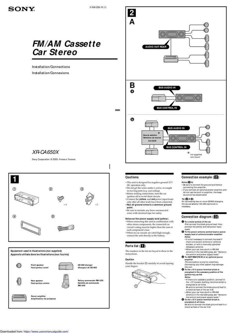 Sony XR-CA650X - Fm-am Cassette Car Stereo Installation/connections