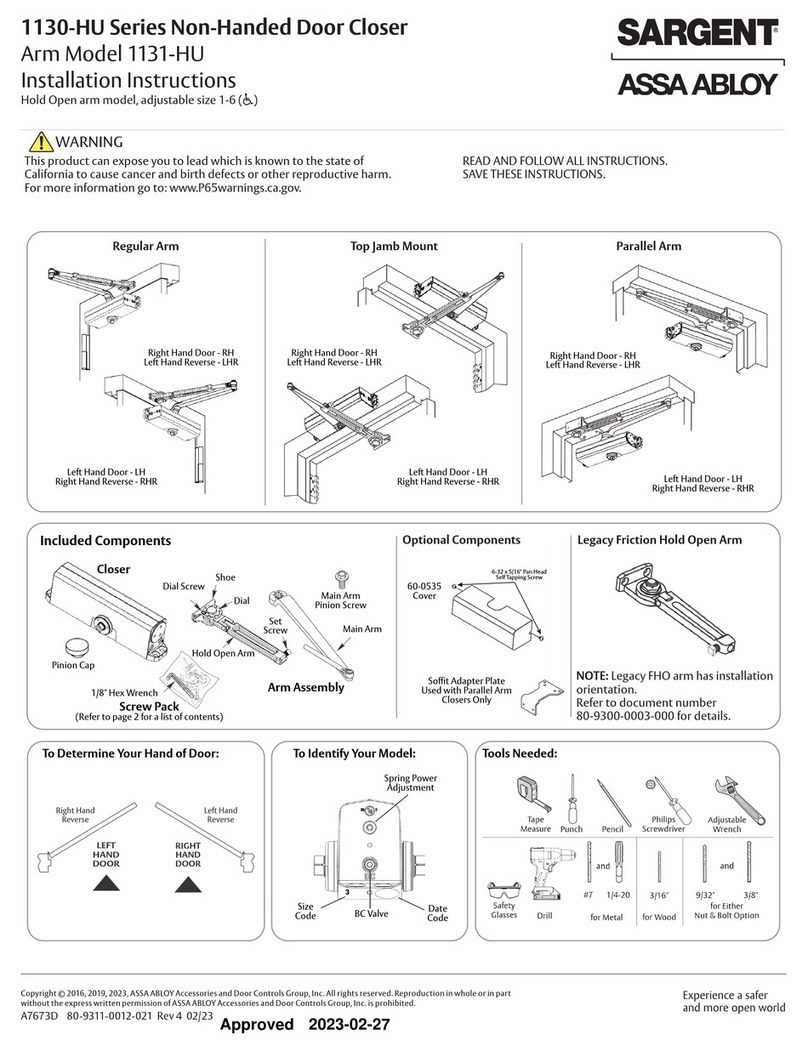 Assa Abloy SARGENT 1130-HU Series installation instructions Assa Abloy SARGENT 1130-HU Series installation instructions
