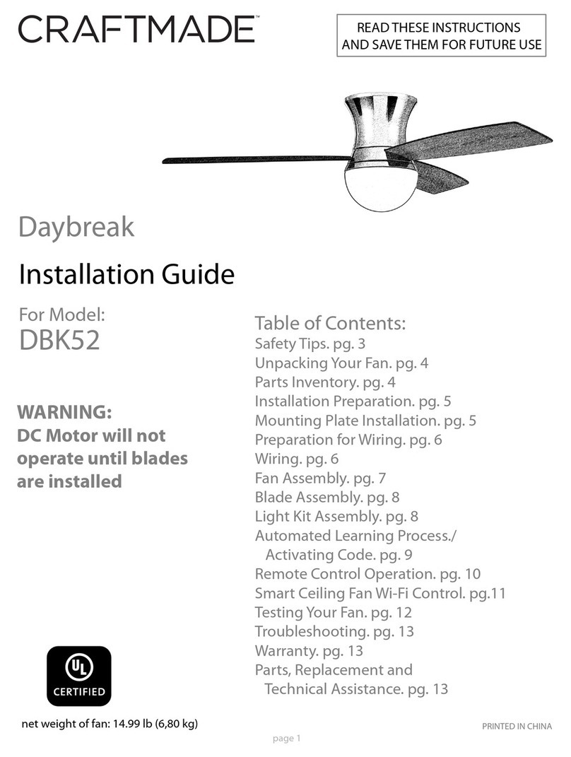 Craftmade Daybreak DBK52 User manual