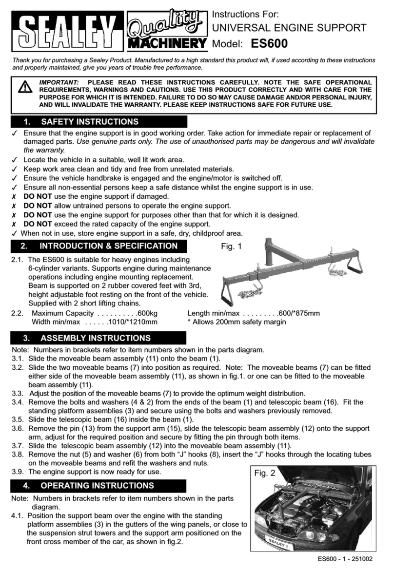 Sealey Quality MACHINERY ES600 User manual