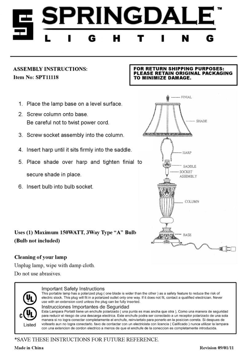 Springdale Lighting SPT11118 Assembly instructions Springdale Lighting SPT11118 Assembly instructions