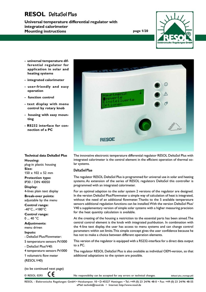Resol DeltaSol Plus User manual