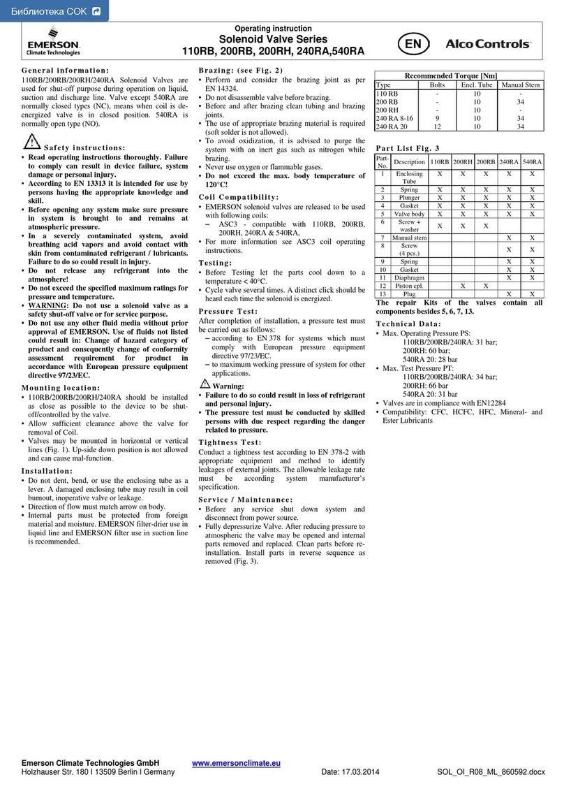Emerson Alco Controls 110RB User manual