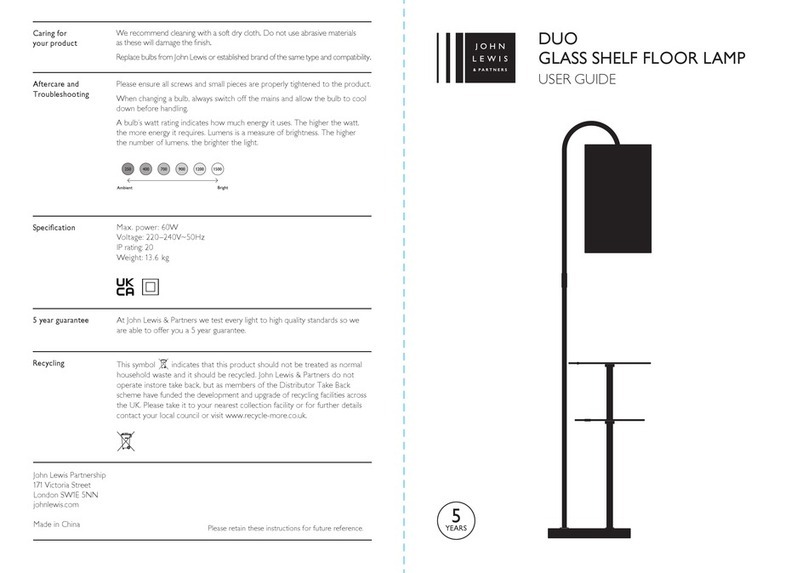 John Lewis DUO GLASS SHELF FLOOR LAMP User manual John Lewis DUO GLASS SHELF FLOOR LAMP User manual