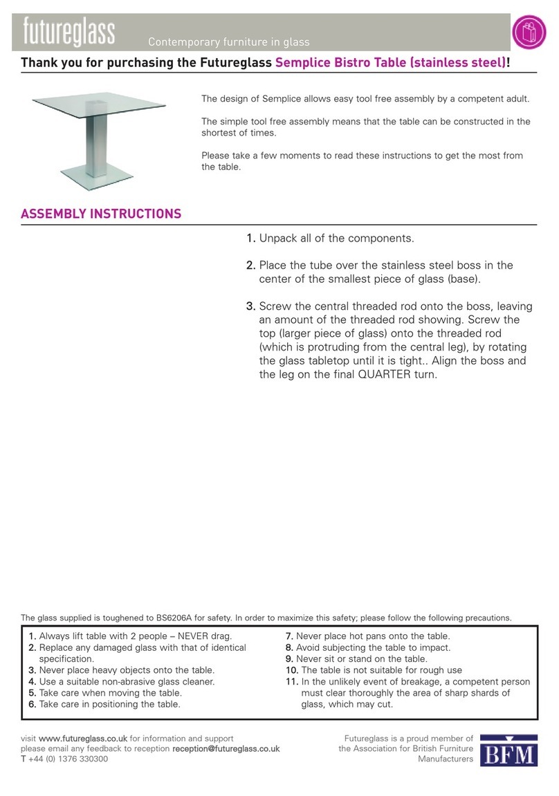 Futureglass Semplice Bistro Table User manual Futureglass Semplice Bistro Table User manual