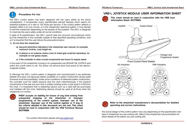PG Drives Technology VR2-L User Information Sheet