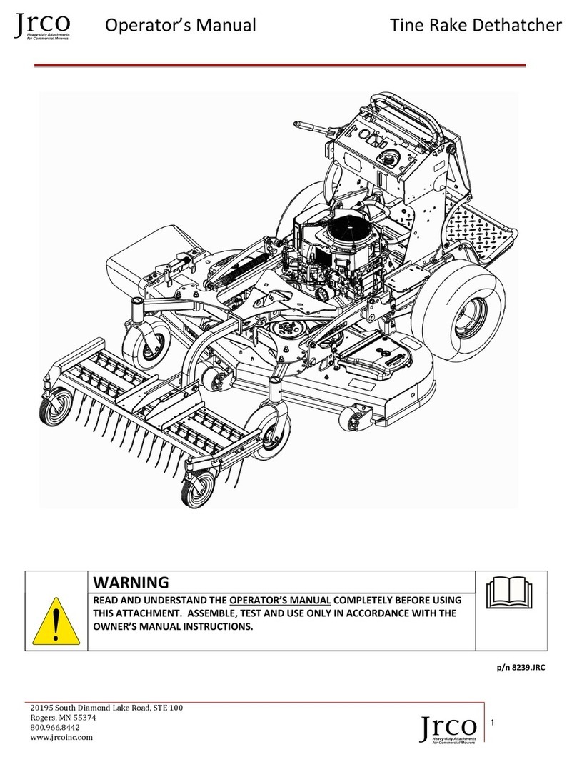 Jrco Tine Rake Dethatcher Operator's manual Jrco Tine Rake Dethatcher Operator's manual