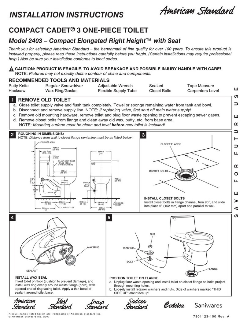 American Standard COMPACT CADET 3 installation instructions American Standard COMPACT CADET 3 installation instructions