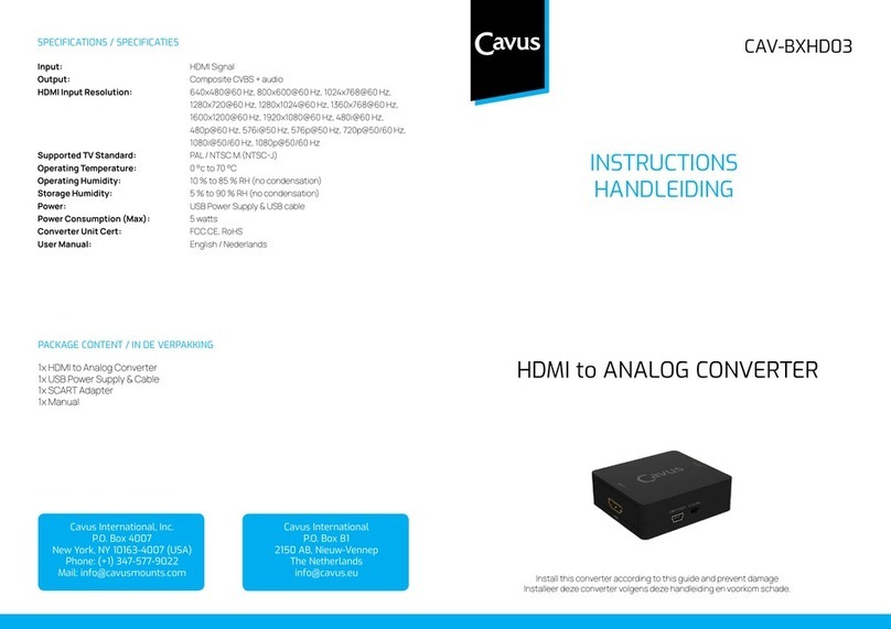 Cavus CAV-BXHD03 instructions