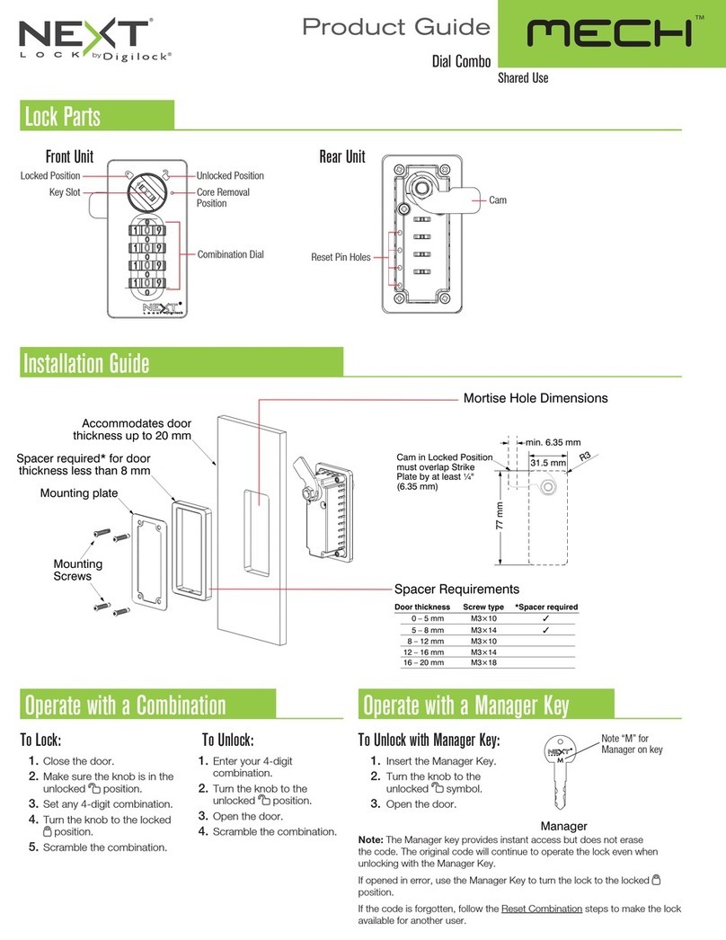 Digilock Next Mech Dial Combo User manual