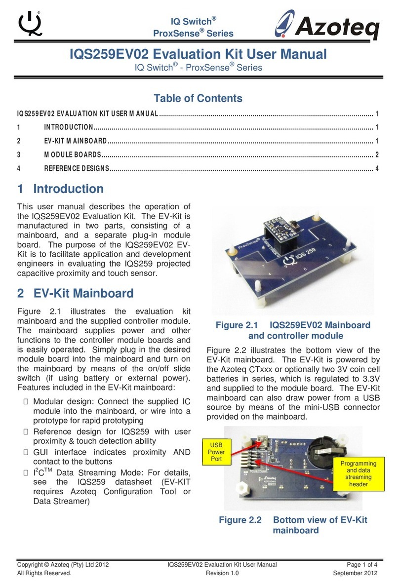 Azoteq IQ Switch ProxSense IQS259EV02 user manual