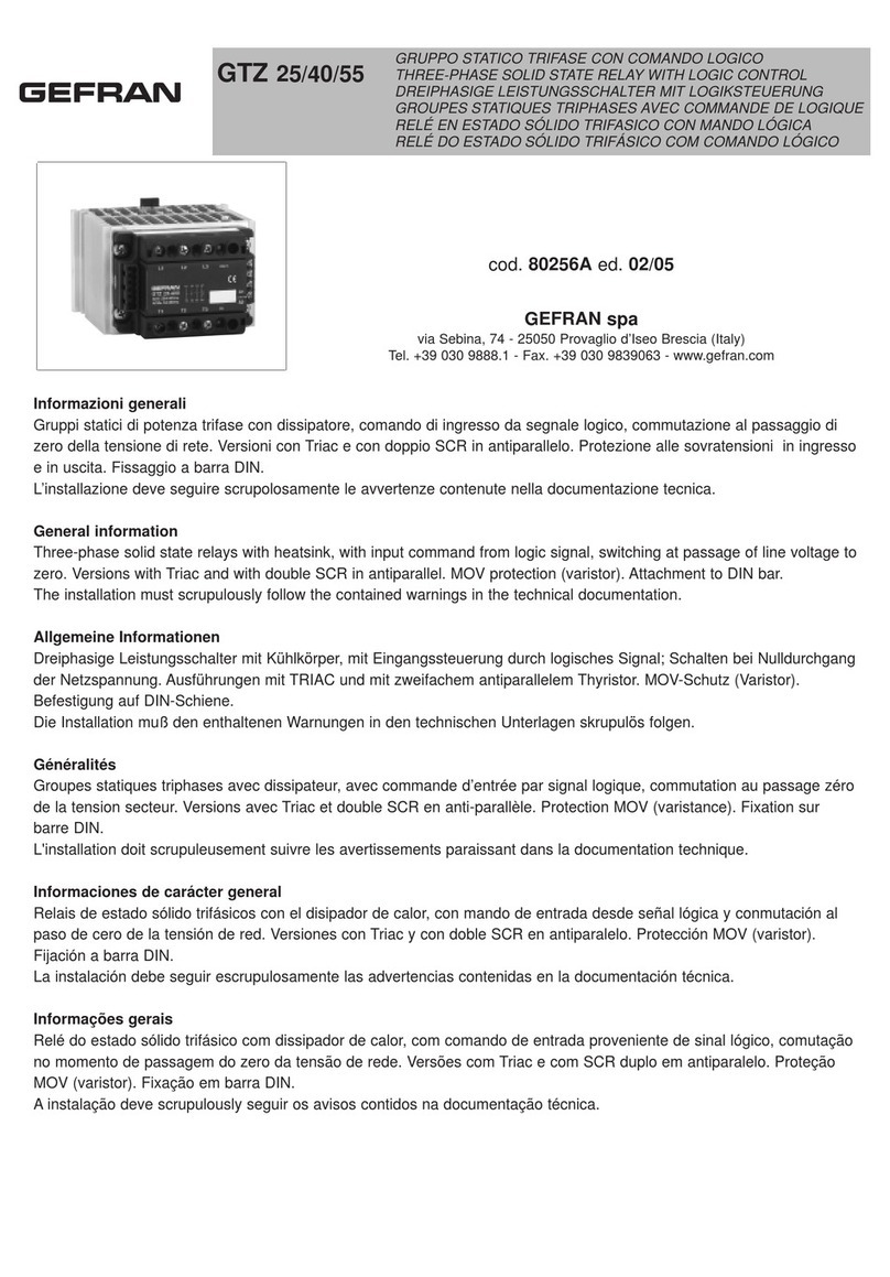 gefran GTZ 25 Quick start guide