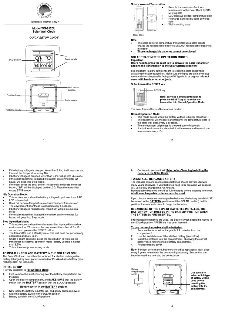 La Crosse Technology WS-8120U Quick setup guide La Crosse Technology WS-8120U Quick setup guide