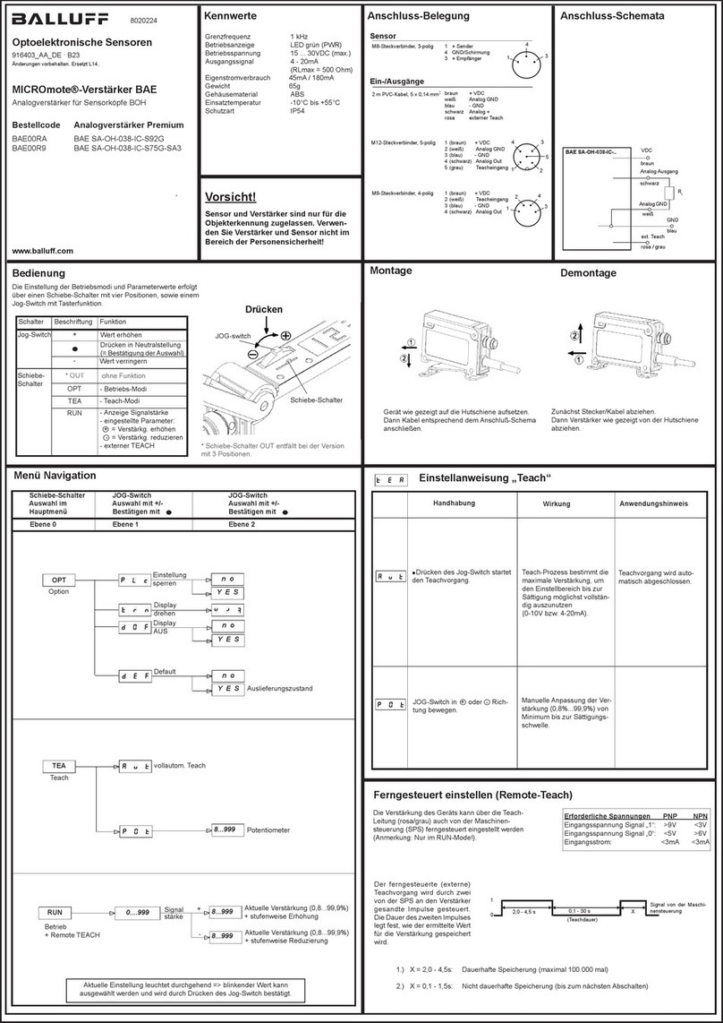 Balluff BAE SA-OH-038-IC-S92G User manual