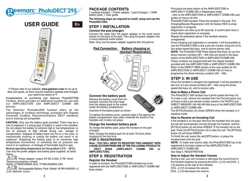 Geemarc PhotoDECT295 User manual
