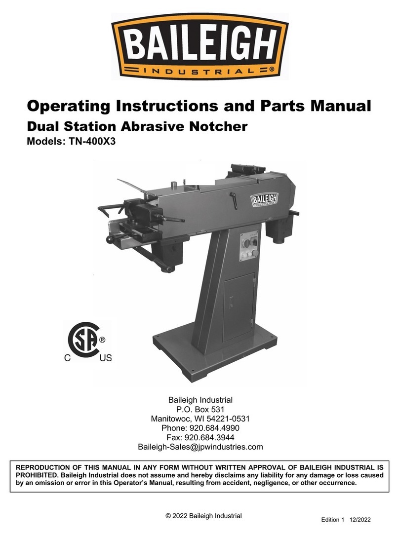 Baileigh TN-400X3 Operating instructions and parts manual