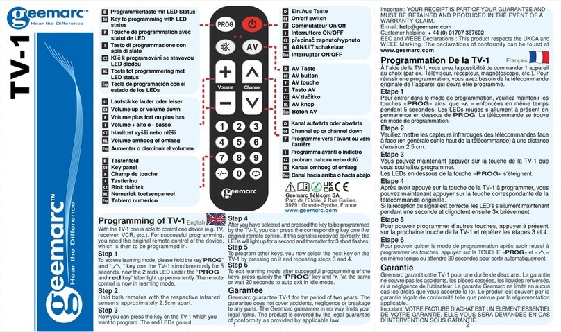 Geemarc TV-1 manual