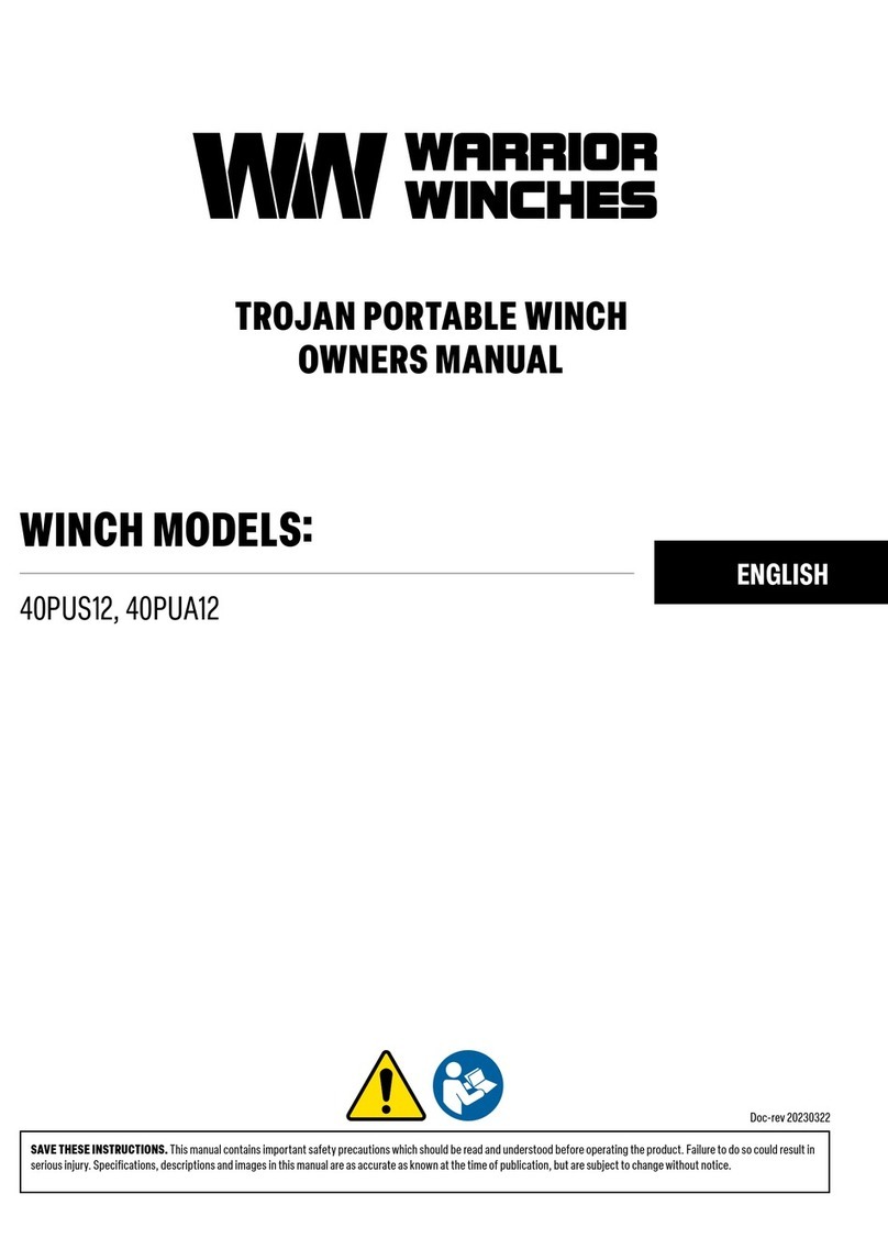 Warrior Winches TROJAN 40PUS12 owner's manual Warrior Winches TROJAN 40PUS12 owner's manual