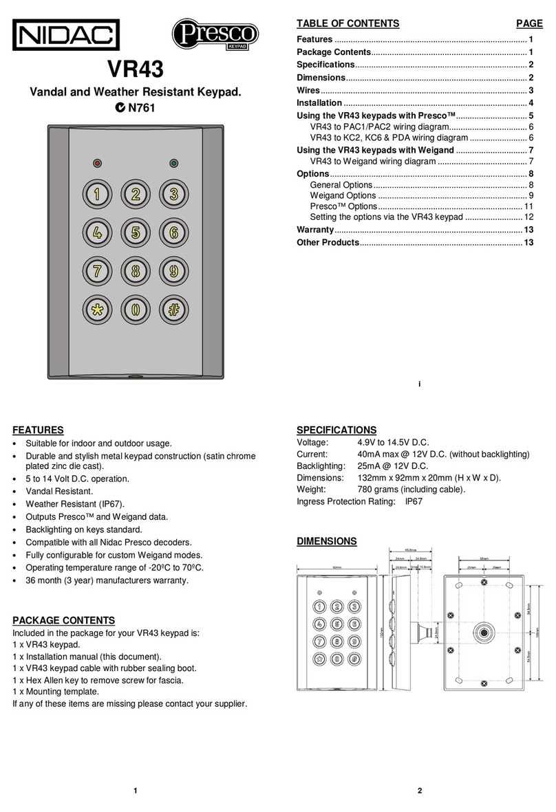 Nidac Presco VR43 User manual