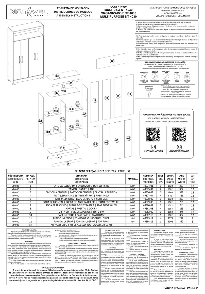 Notável Móveis MULTIPURPOSE NT 4030 Assembly instructions