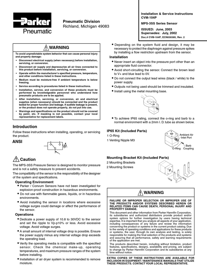 Parker Pneumatic MPS-3SS Series Installation and maintenance instructions