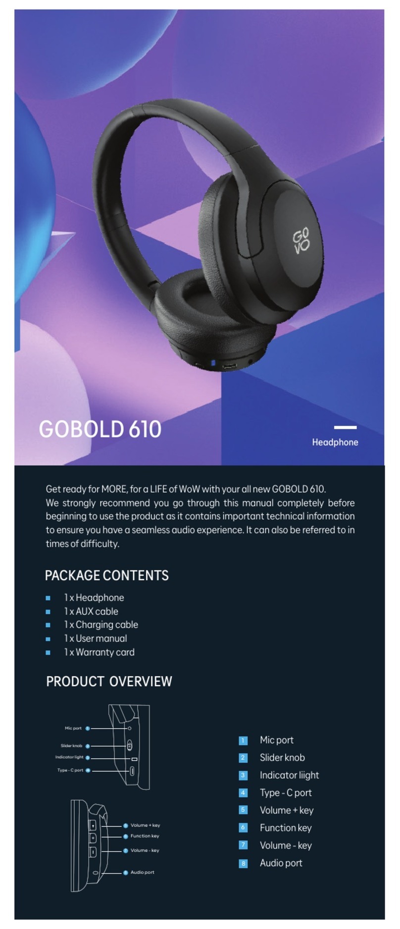GOVO GOBOLD 610 instructions