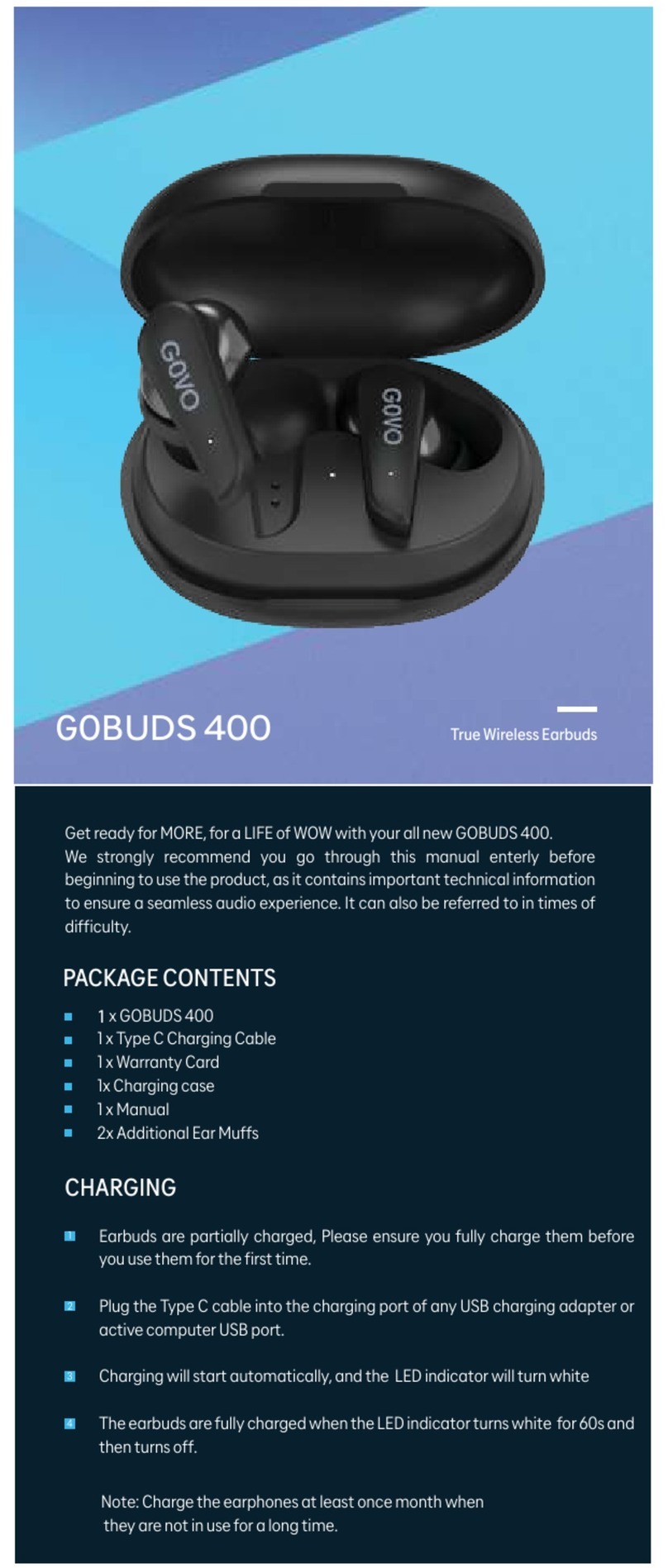GOVO GOBUDS 400 quick start guide