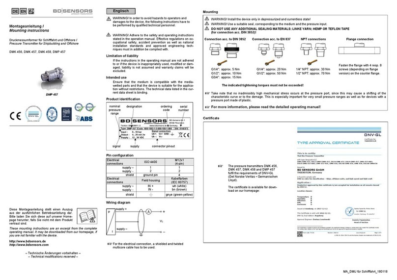 BD Sensors DMK 456 Mounting instructions
