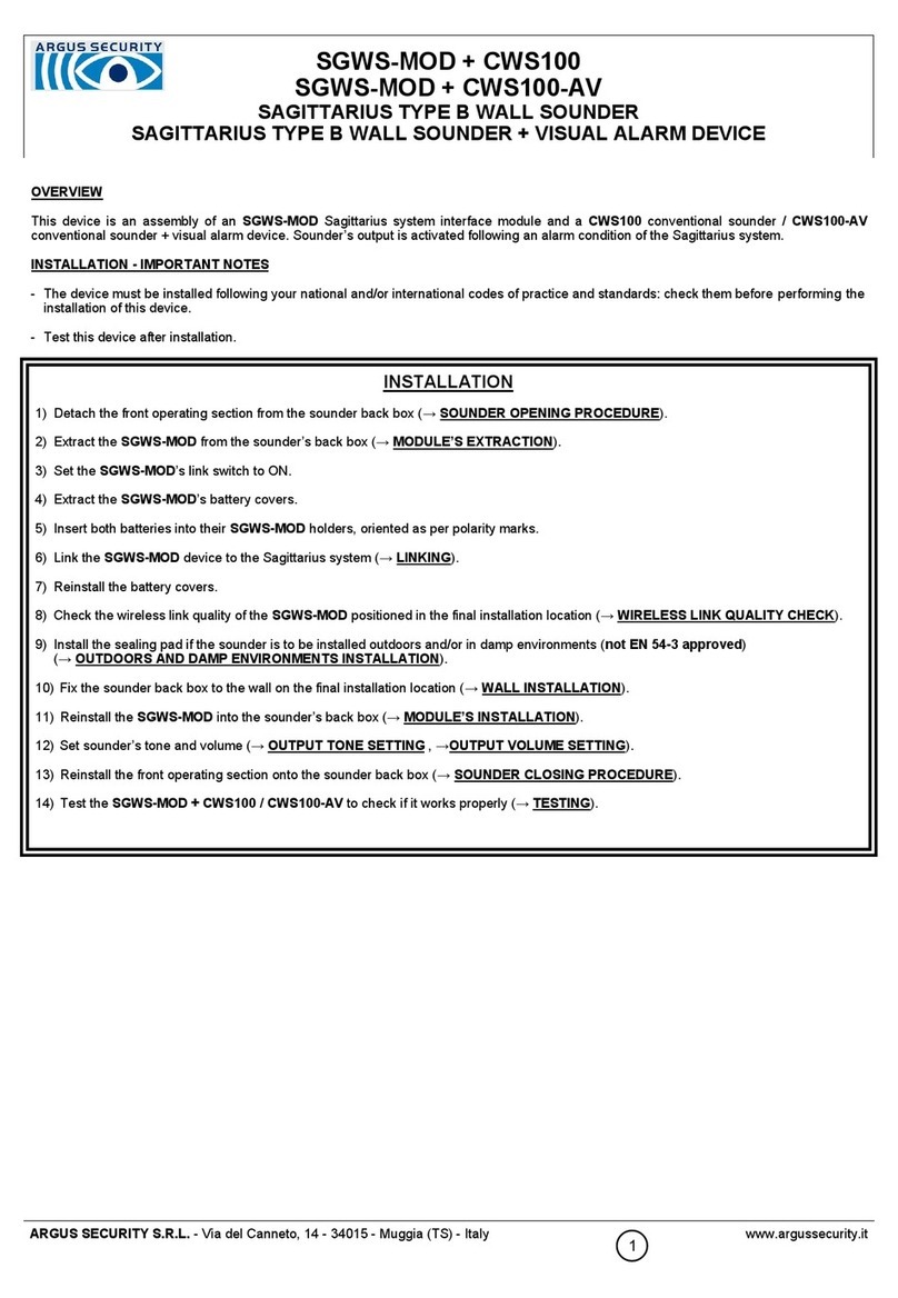 Argus Security SAGITTARIUS SGWS-MOD+CWS100 User manual