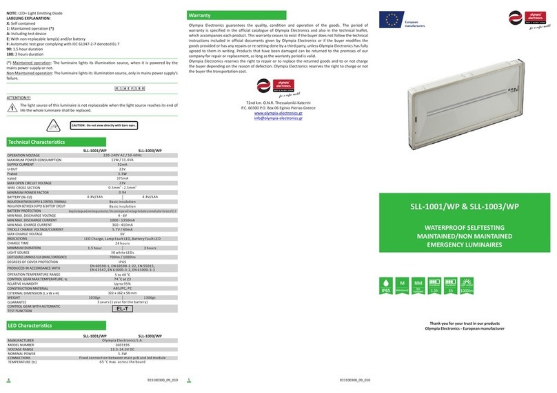 olympia electronics SLL-1001/WP quick start guide