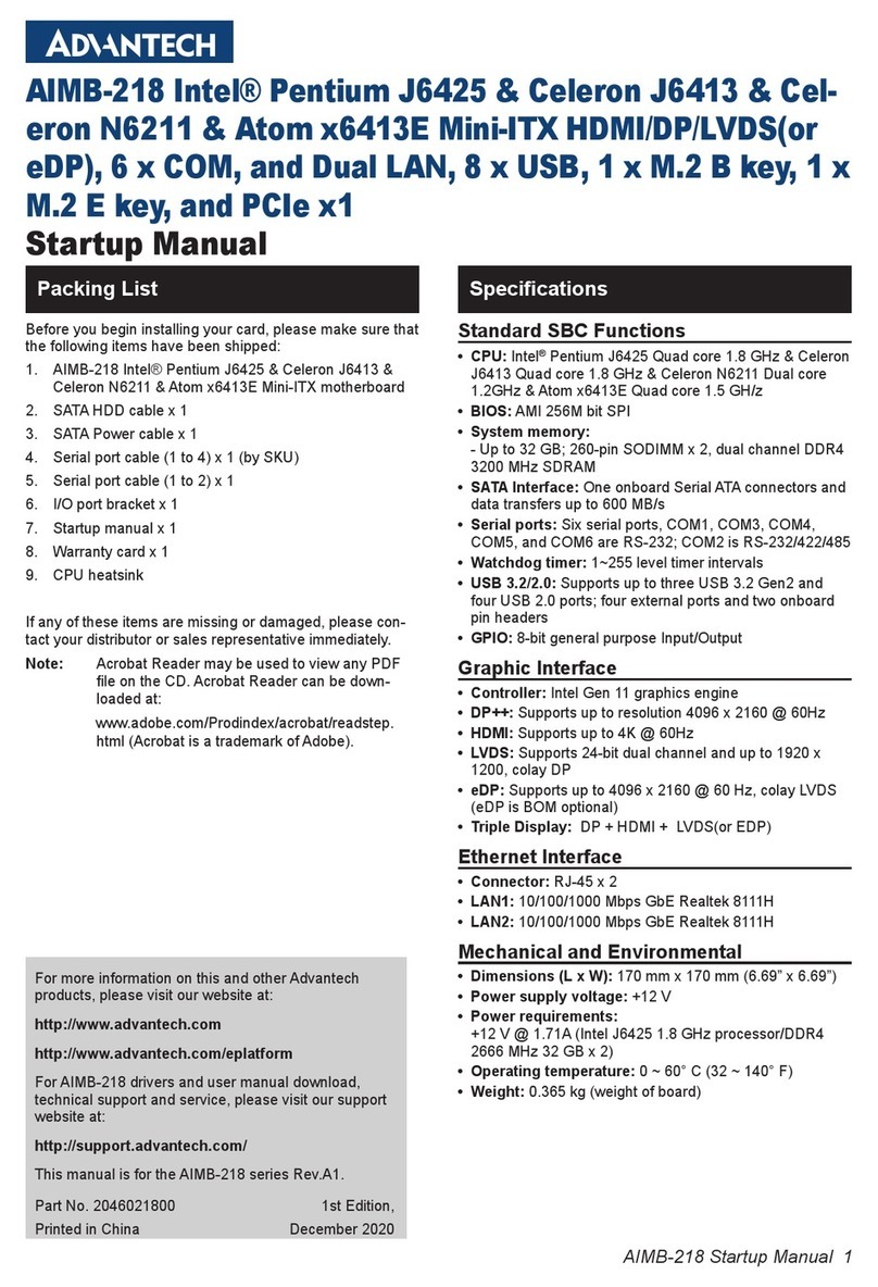 Advantech AIMB-218 Series Installation and operation manual