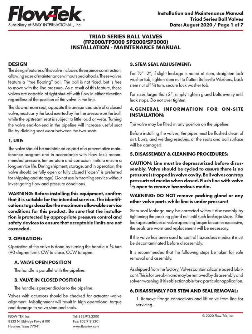 Bray Flow-Tek Triad Series Installation & maintenance manual