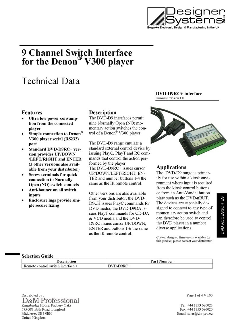 Designer Systems DVD-D9RC+ Technical data Designer Systems DVD-D9RC+ Technical data