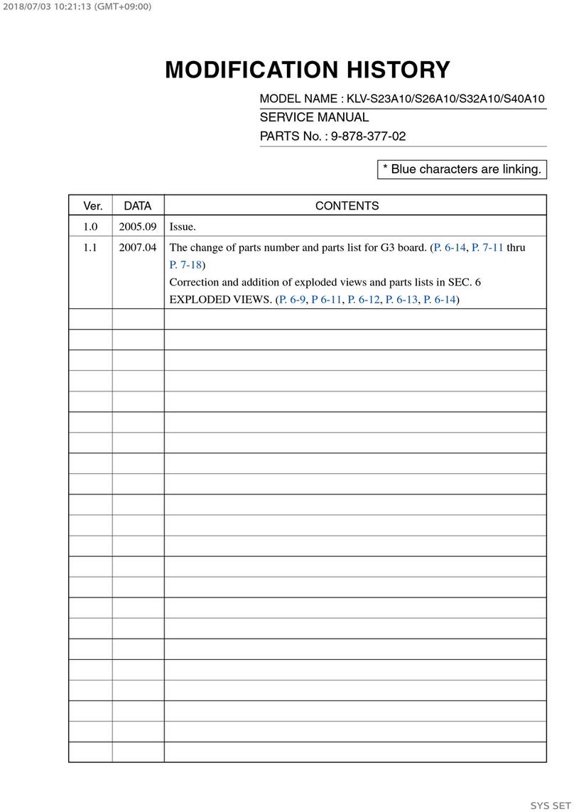Sony WEGA KLV-S23A10 User manual Sony WEGA KLV-S23A10 User manual