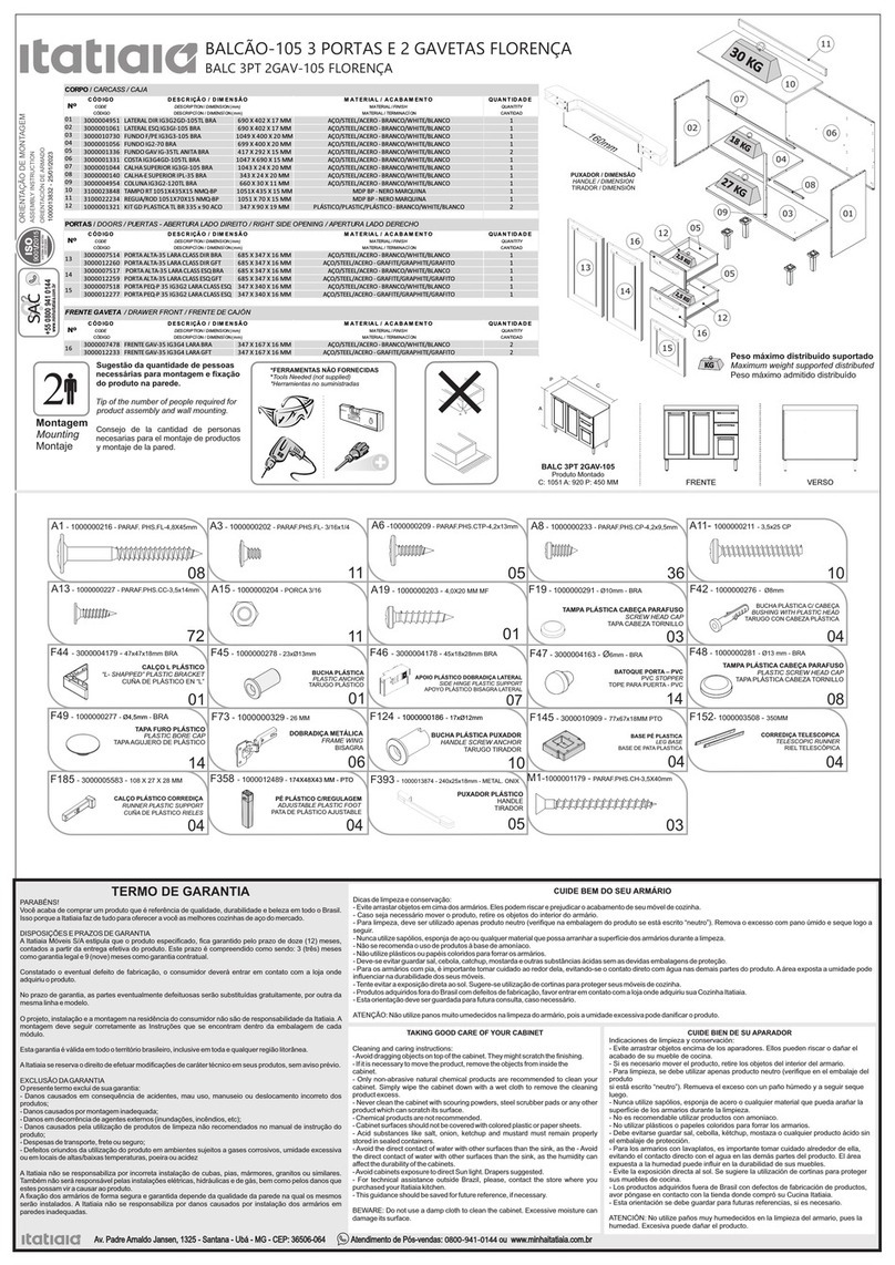 Itatiaia BALC 3PT 2GAV-105 FLORENCA Assembly instruction