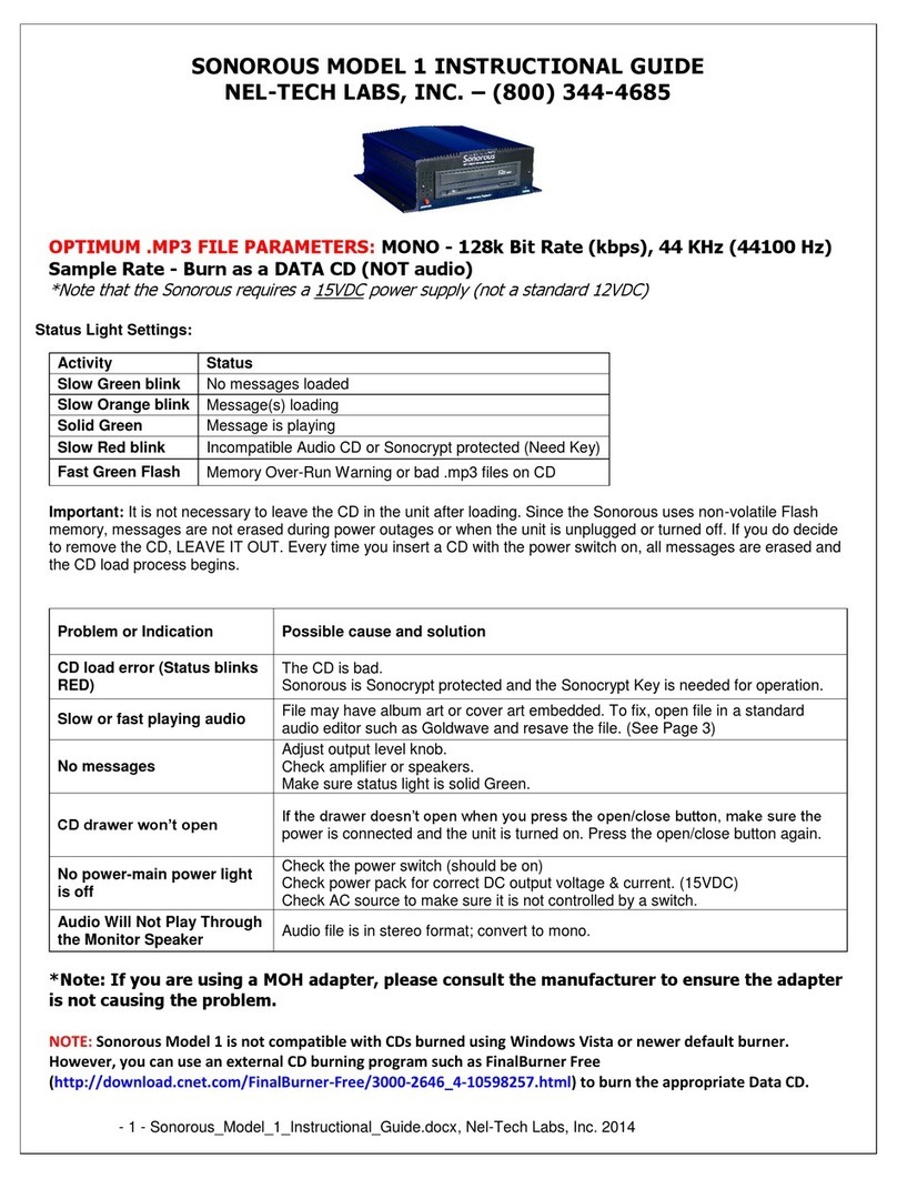 Nel-Tech Labs SONOROUS 1 Instructional guide
