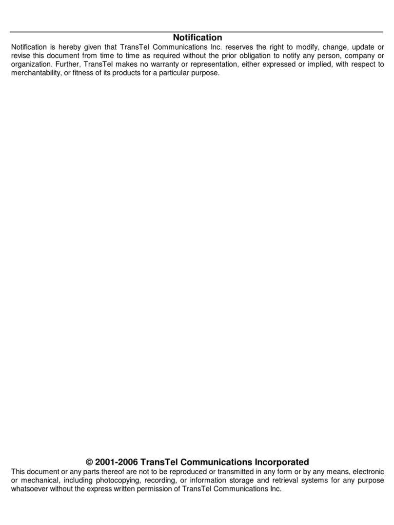 TransTel Communications TD-824i Installation and programming manual