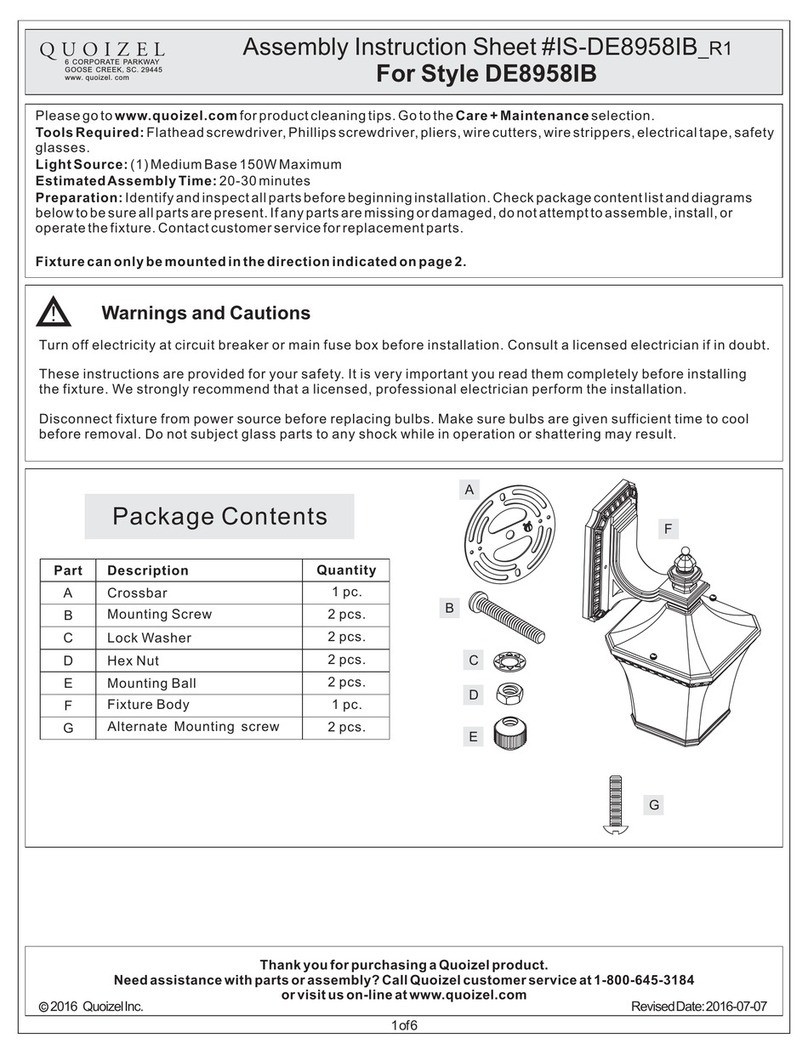 Quoizel DE8958IB Assembly instruction sheet