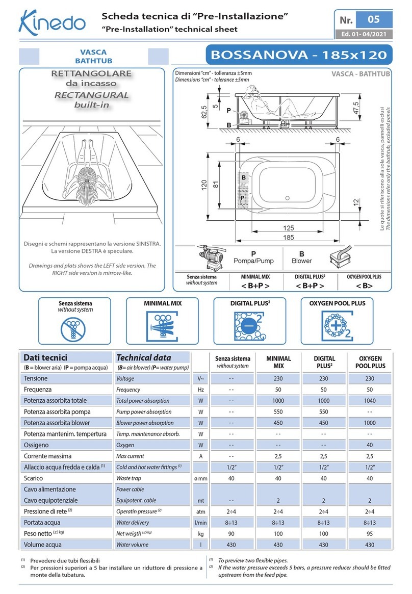 Kinedo BOSSANOVA 185x120 Installation Technical Sheet