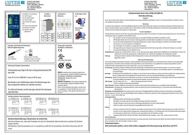 Lütze CPSB-123-480-24 operating instructions