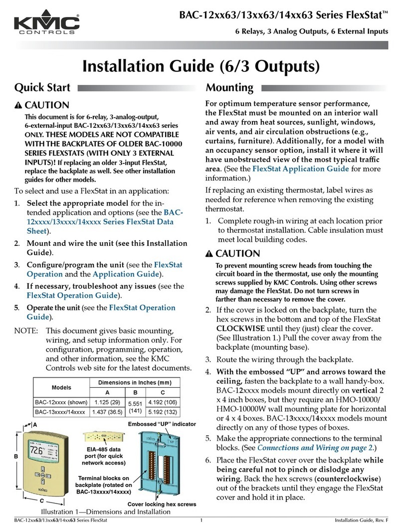 KMC Controls FlexStat BAC-12 63 Series installation guide