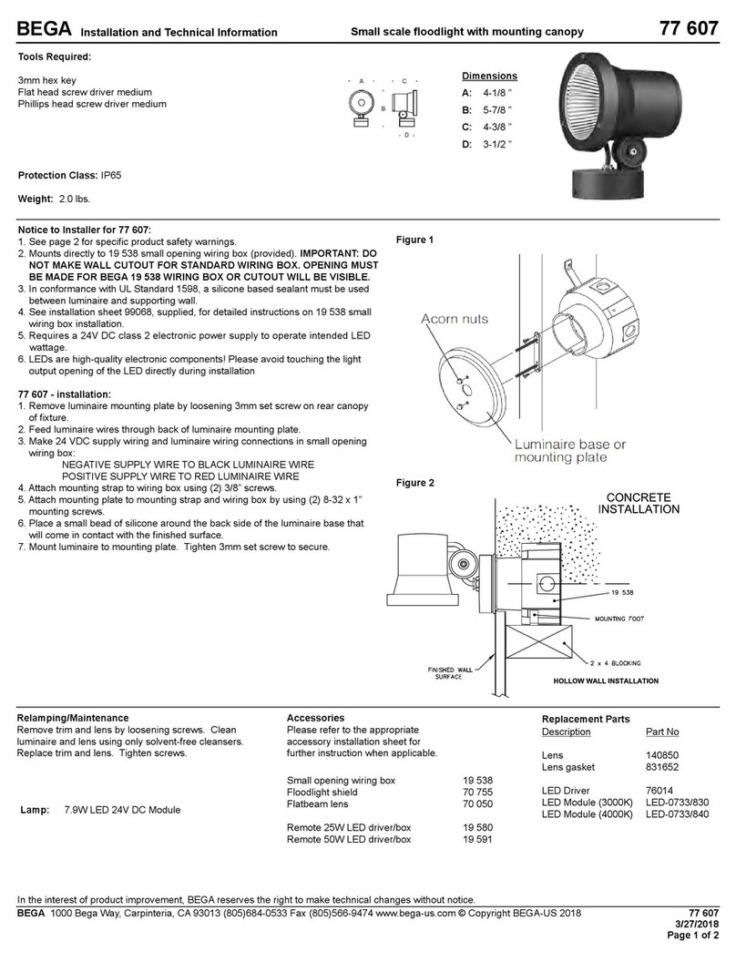 BEGA 77 607 Installation and technical information
