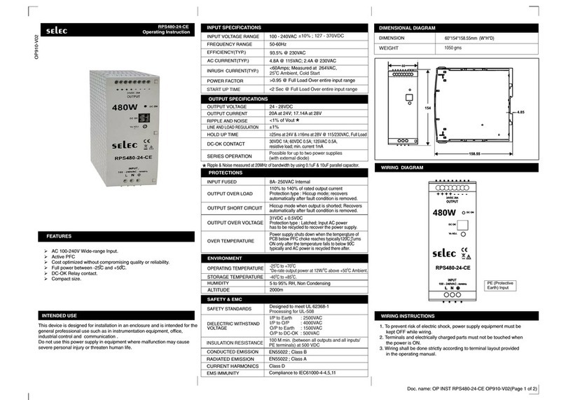 Selec RPS480-24-CE Operating instruction Selec RPS480-24-CE Operating instruction